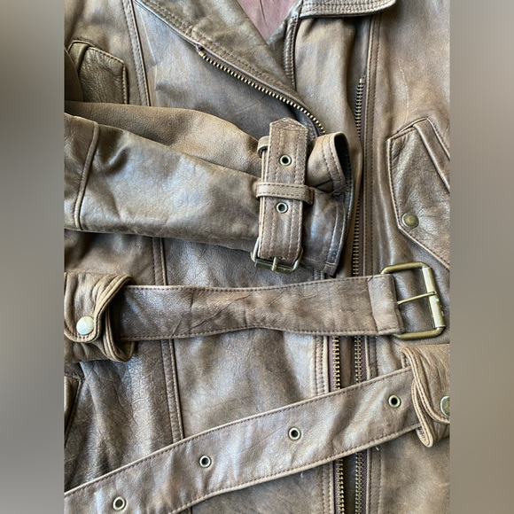 Vintage Laurence Roy brown belted leather jacket size S - Picture 9 of 16